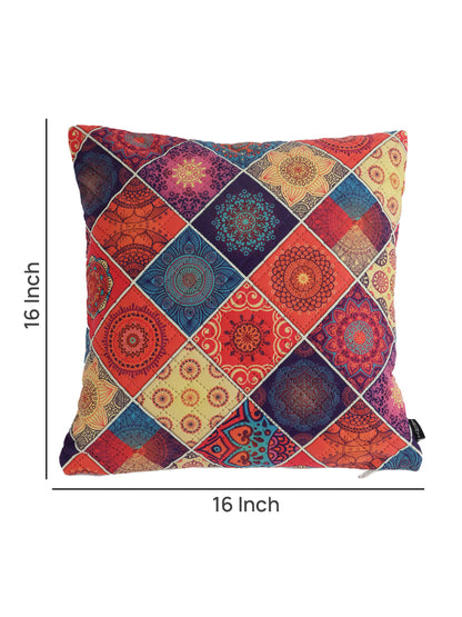 Soumya Maroon & Blue 2Pcs  Geometric Velvet Square Cushion Covers