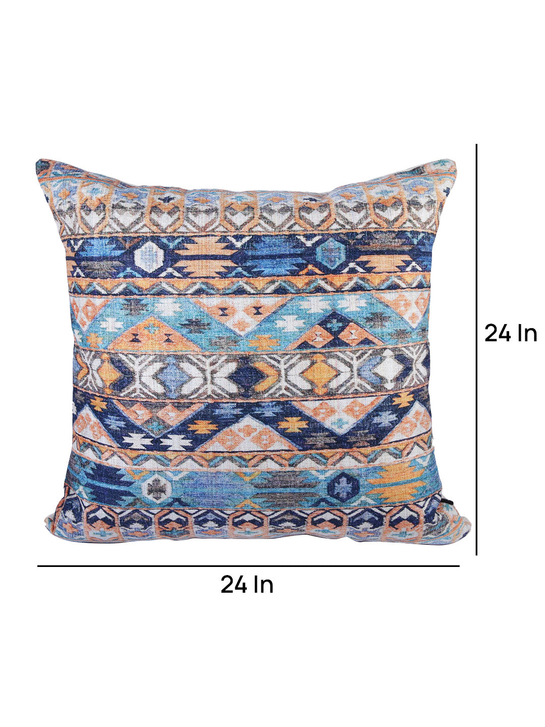 Soumya 2 Pieces Turquoise Blue & Orange Ethnic Motifs Square Cushion Covers