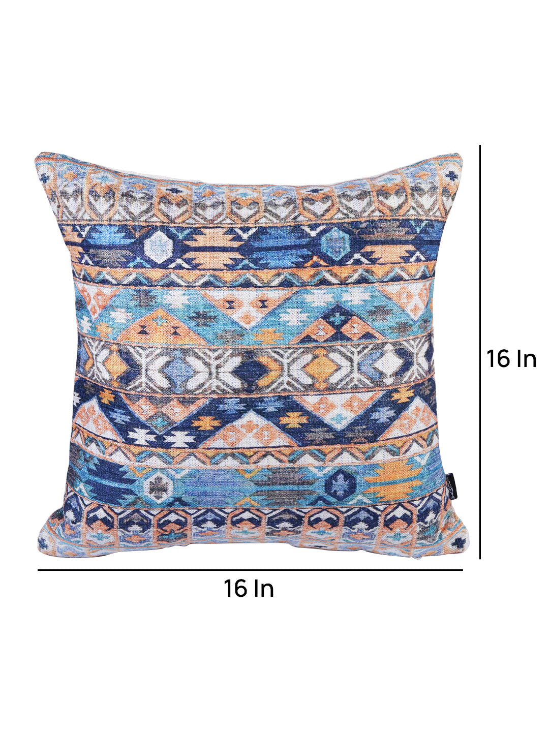 Stylish Turquoise Blue & White Color Ethnic Motifs Square Cushion Covers - 2pcs