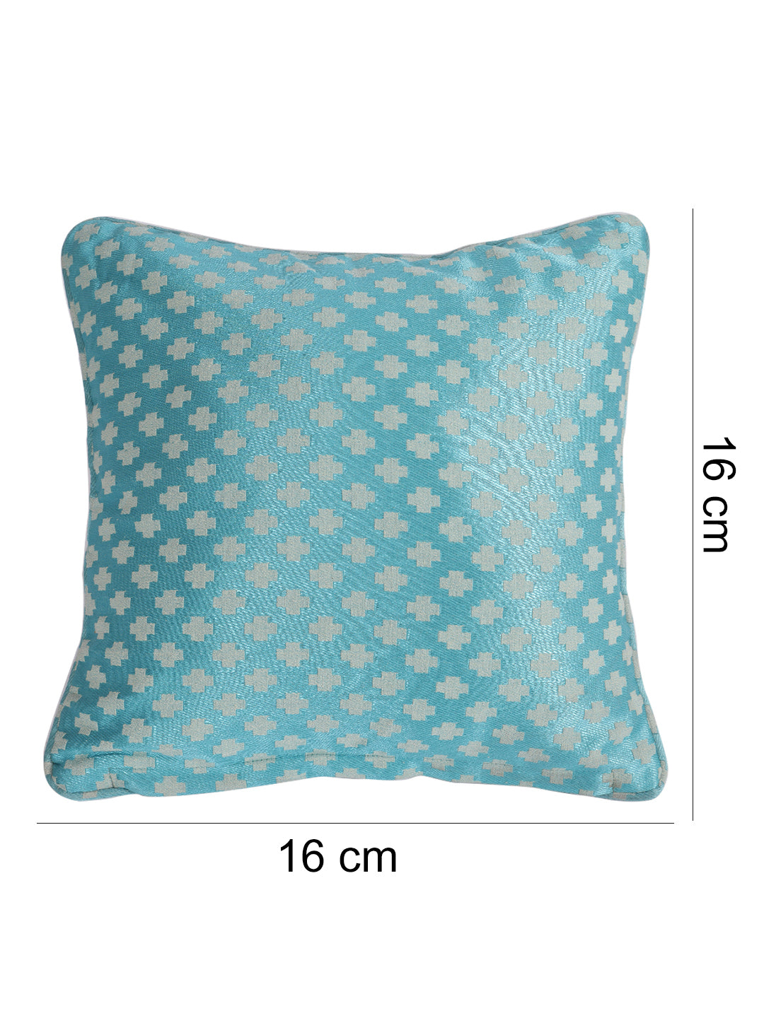 Set of 2 Premium Geometric Design Turquoise Color Cushion Cover, 5 pc Cushion Cover