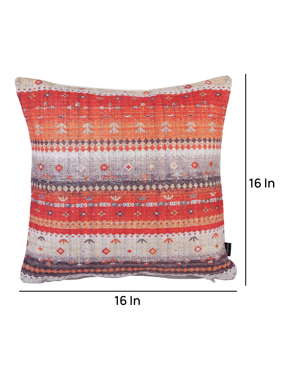 Stylish Orange & White Color Ethnic Motifs Pattern Square Cushion Covers - 2pcs