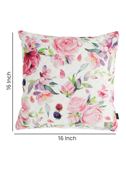 Stylish Pink & White Color Floral Printed Square Cushion Covers - 2 Pcs