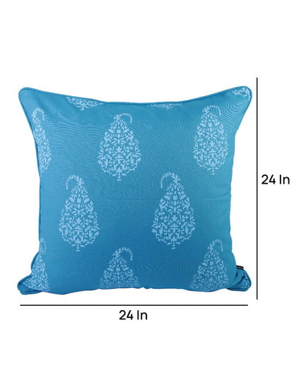 Soumya Turquoise 2 Pieces Blue & White Ethnic Motifs Pure Cotton Square Cushion Covers