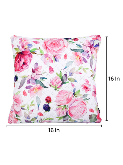 Soumya Pink & White 2 Pcs Floral Square Cushion Covers