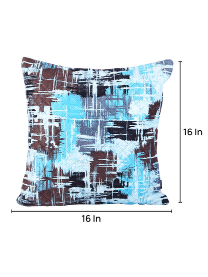 Soumya Turquoise Blue & Brown 2 Pieces Abstract Printed Square Cushion Covers