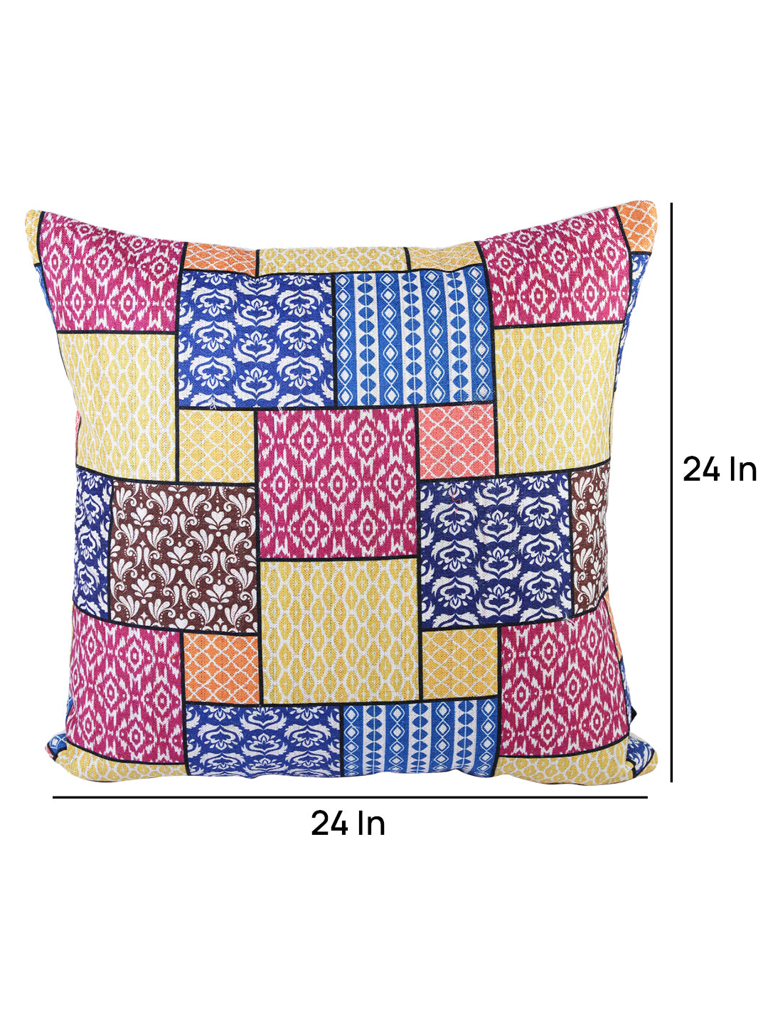 Soumya 2 Pieces Yellow & Blue Ethnic Motifs Square Cushion Covers