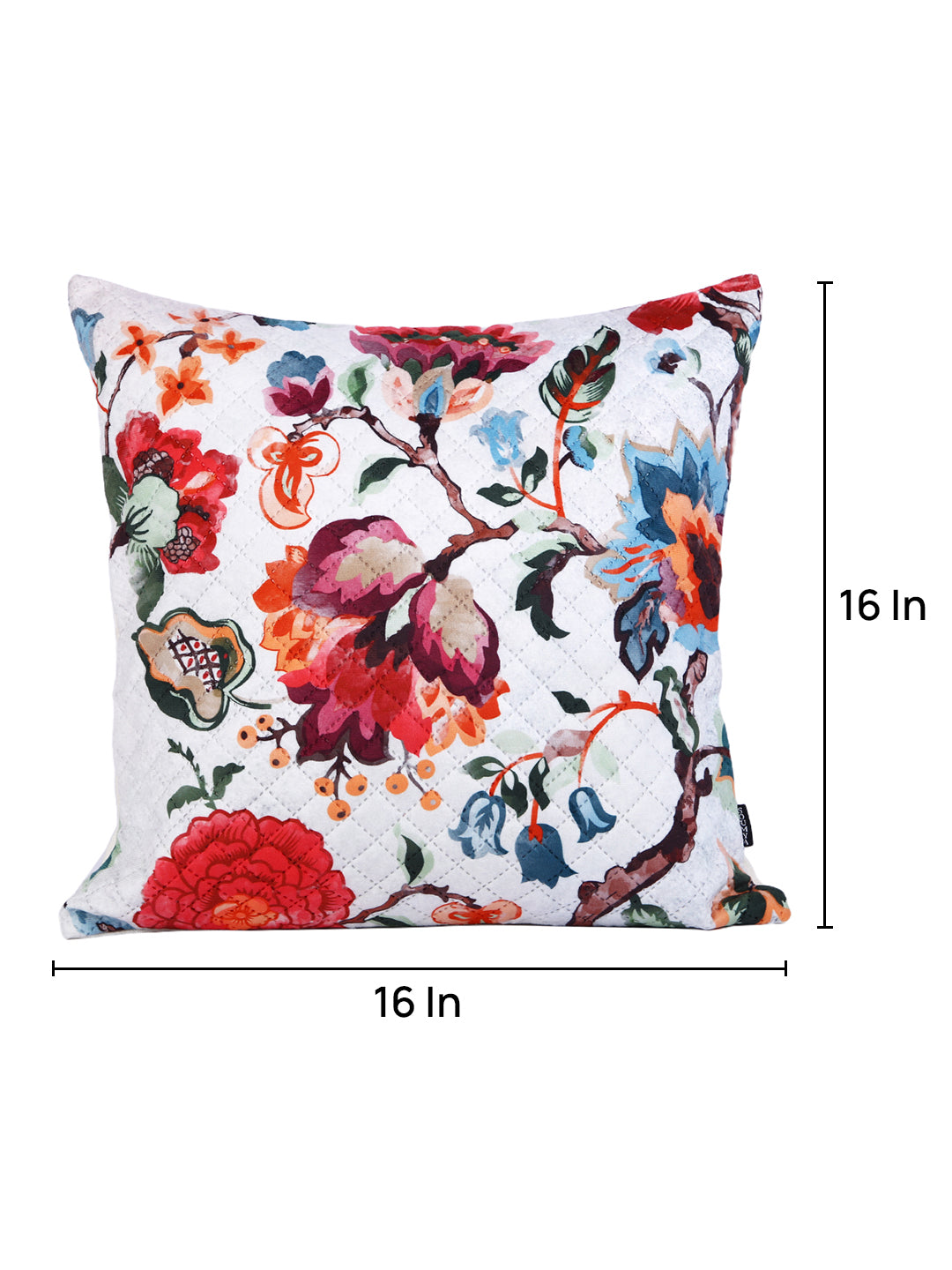 Soumya Red & White 2 Pieces Floral Printed Square Cushion Covers