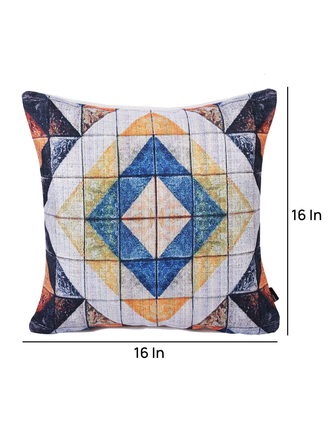 Stylish Blue & White Color Geometric Printed Square Cushion Covers - 2pcs