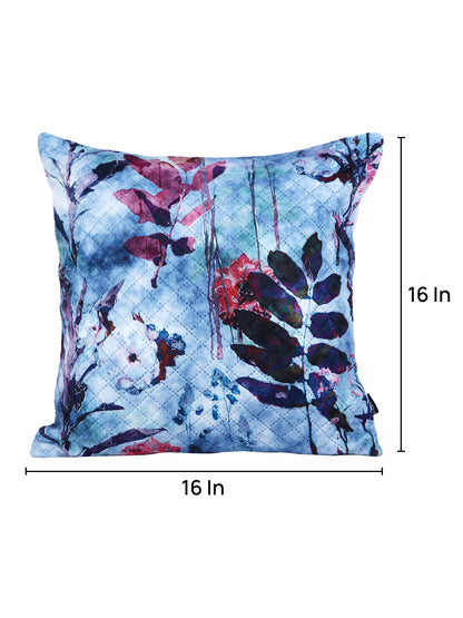 Soumya Blue & Pink 2 Pcs Floral Square Cushion Covers