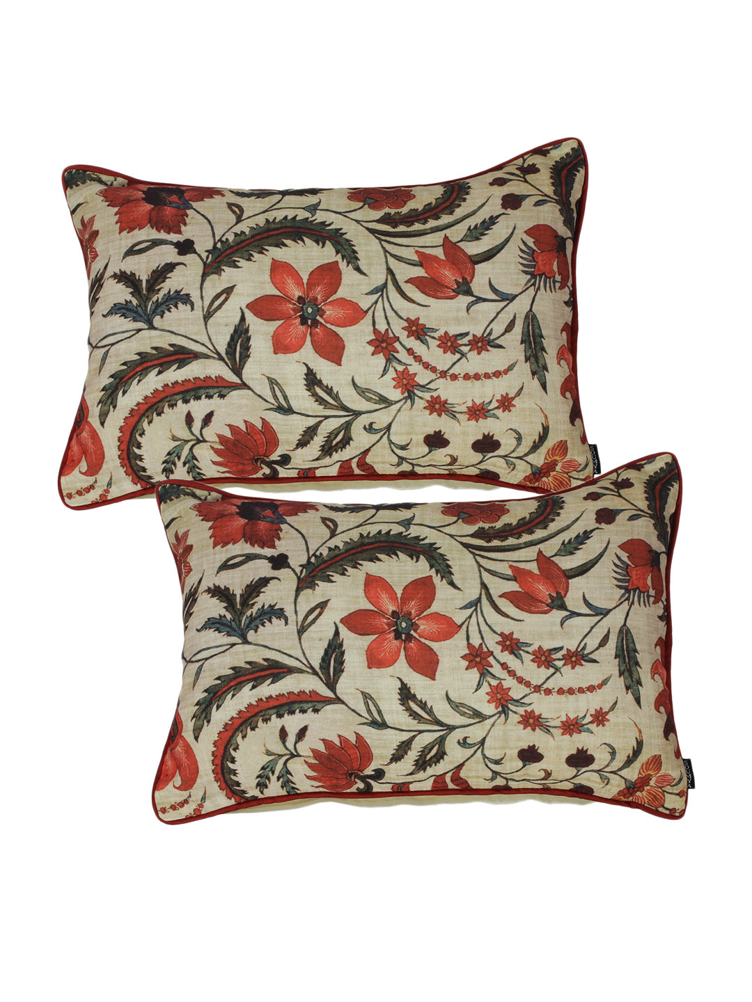 Set of 2 Decorative Sham/Baby/Rectangle Cushion Cover Digital Printed Premium Soft Polylinen Fabric Rust Color