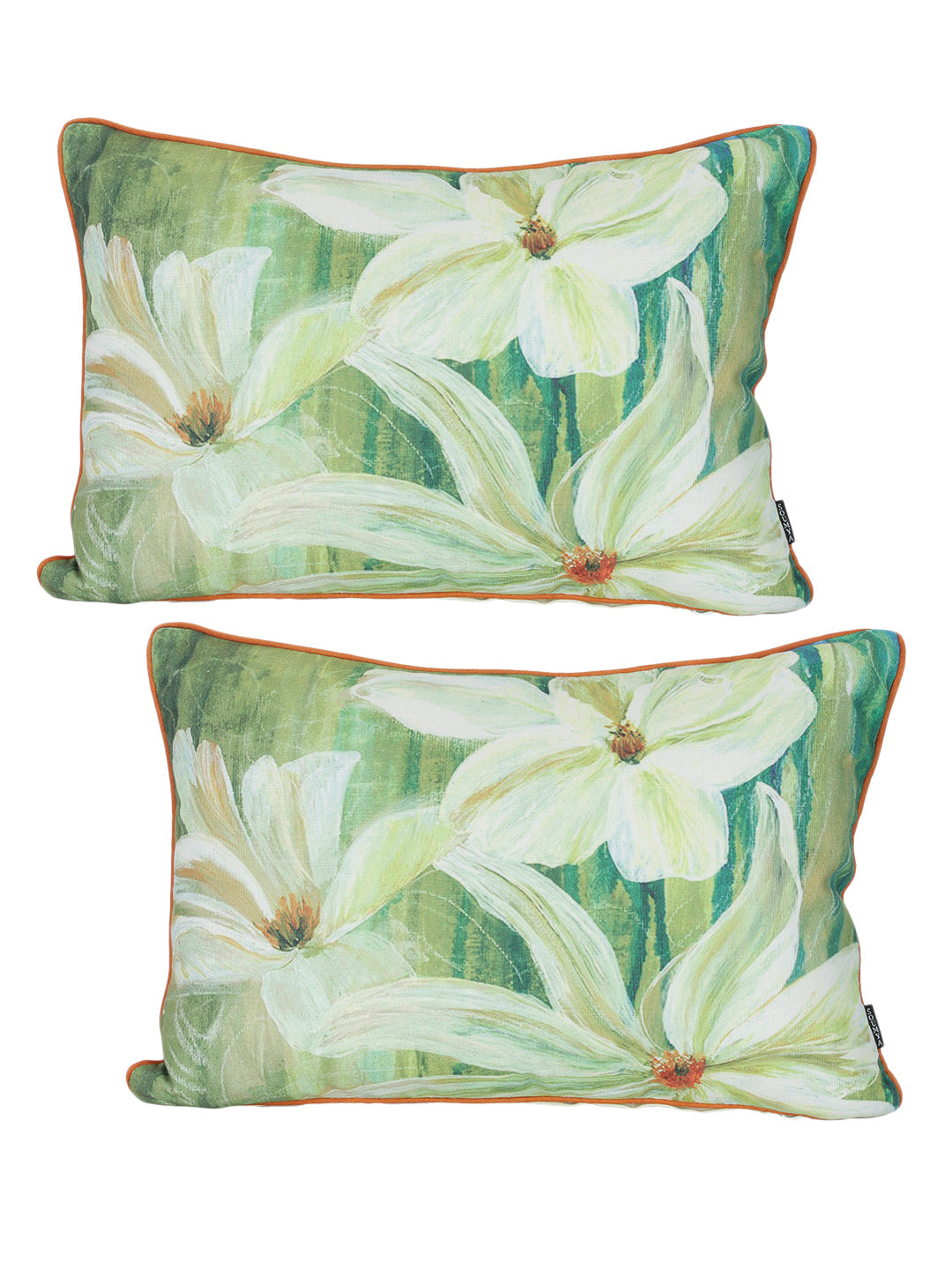 Set of 2 Decorative Sham/Baby/Rectangle Cushion Cover Digital Printed Premium Soft Polylinen Fabric Green Color