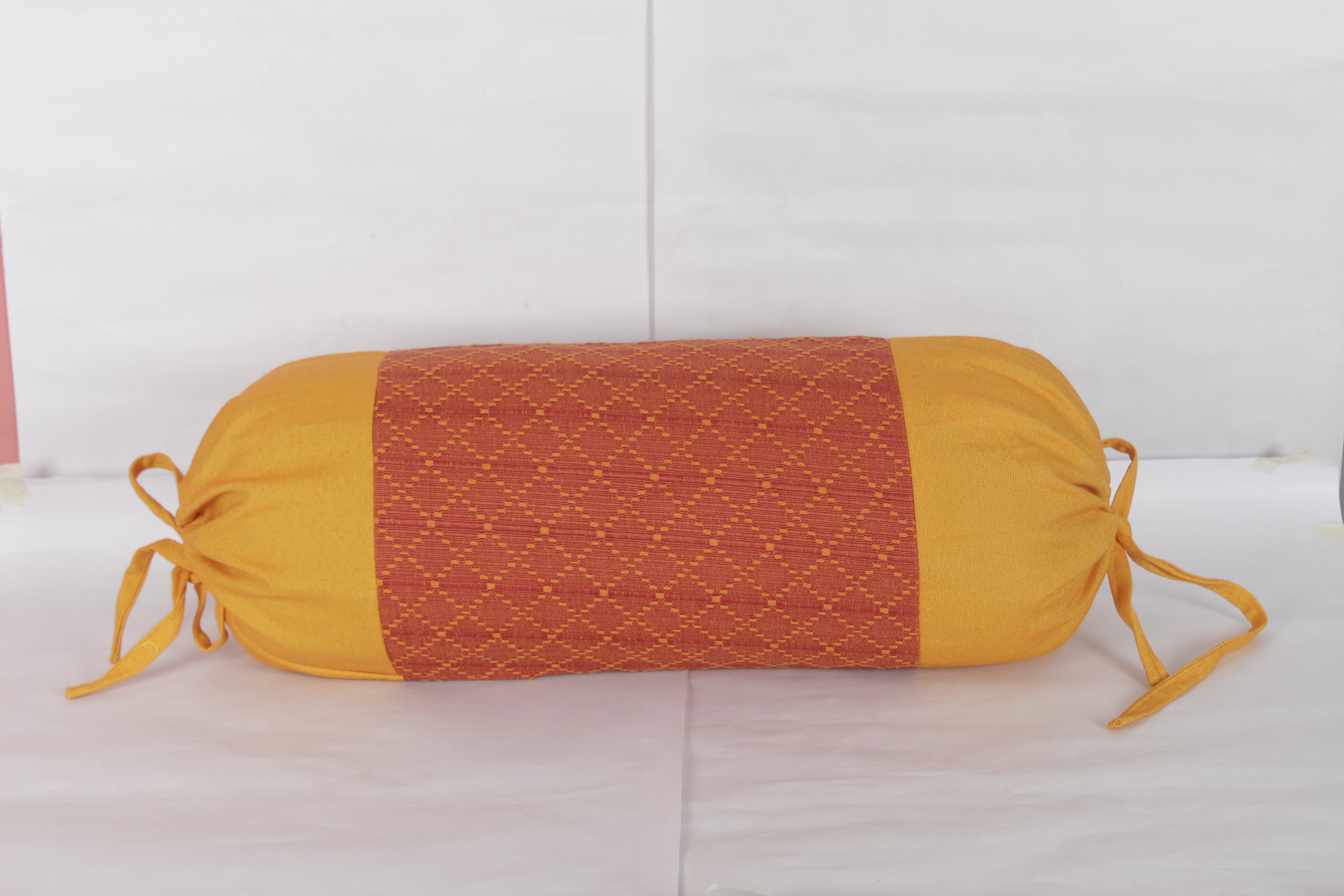 Mix n Match Cotton Dobby Design Rust Color Bolster Cover, pack of 2