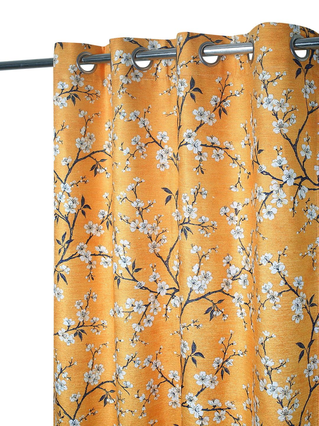 Printed Curtain in Yellow color made with  Polylinen Material , Curtain - 1 pc