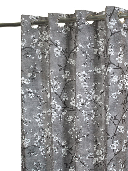 Kappa Chennile Curtains  in Grey color made with  Polylinen Material , Curtain - 1 pc