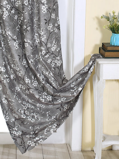 Kappa Chennile Curtains  in Grey color made with  Polylinen Material , Curtain - 1 pc