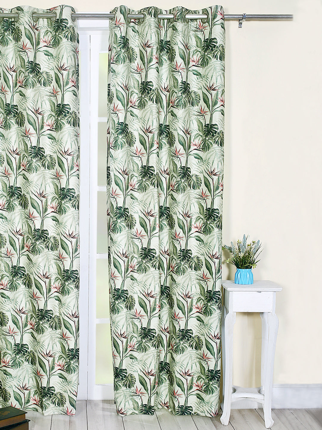 Curtains and Sheers in Green color made with  Polylinen Material , Curtain - 1 pc