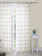 Embroidered Sheer Curtain in Green color made with Polylinen Material , Curtain - 1 pc