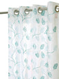 Embroidery Sheer curtain in White & Turquoise Blue color made with  Polylinen Material , Curtain - 1 pc