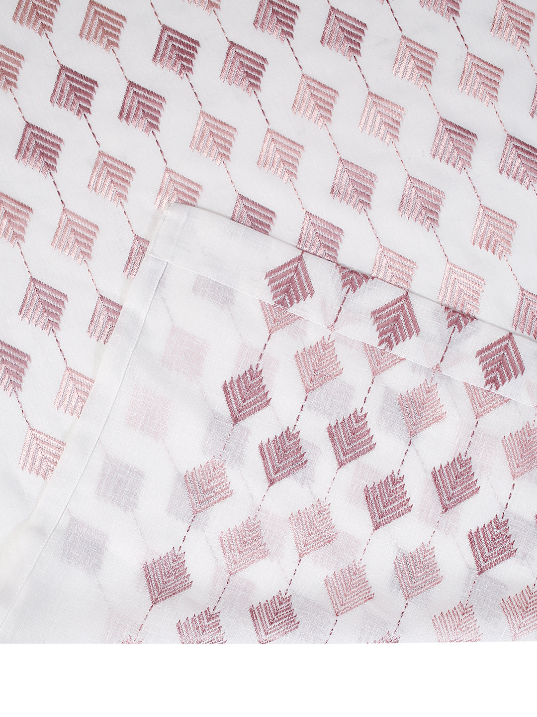 Embroidery Sheer curtain in Peach color made with  Polylinen Material , Curtain - 1 pc
