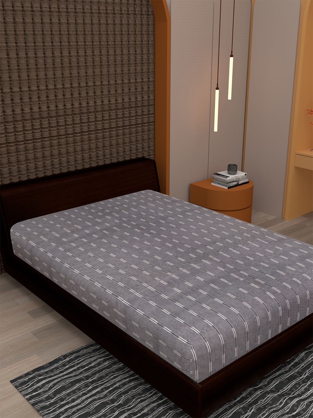 Set of 2 Solid Grey Color Cotton Single Bedcover Set, 1 Single Bedcover, with 1 Pillow Cover
