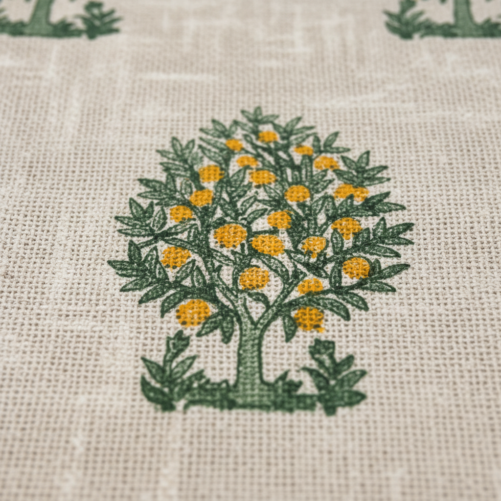 Block Print Table Runner — Macro Linen & Print Detail