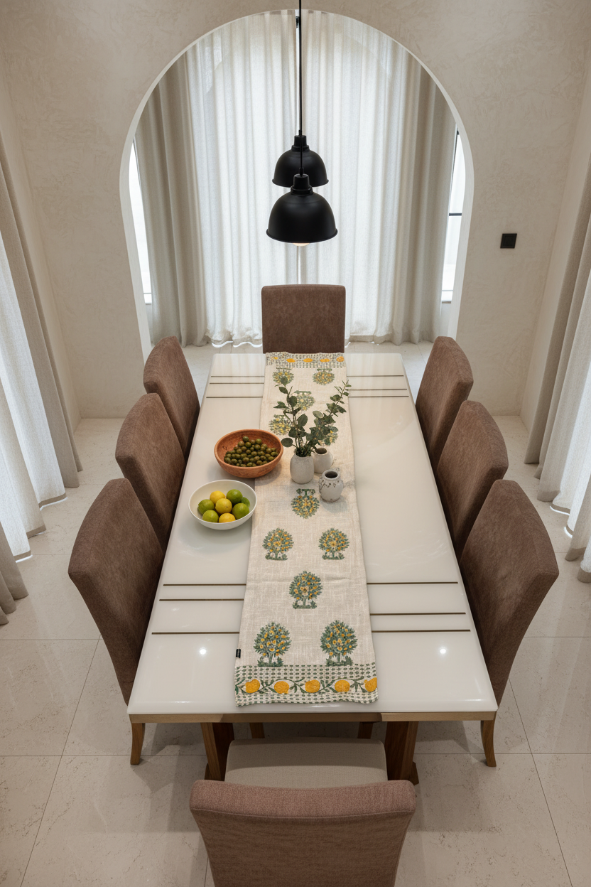 Block Print Table Runner — Straight Overhead