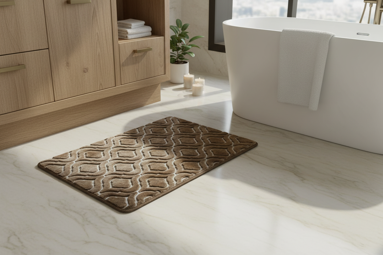Brown Embossed Bath Mat — Bathroom Hero