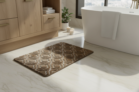 Brown Embossed Bath Mat — Bathroom Hero