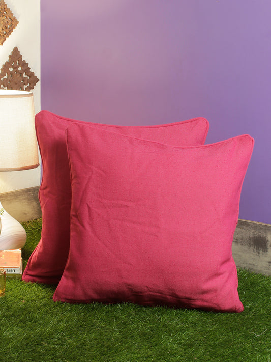 Premium Cotton Solid Pink Color Cushion Cover, 2 pc Cushion Cover