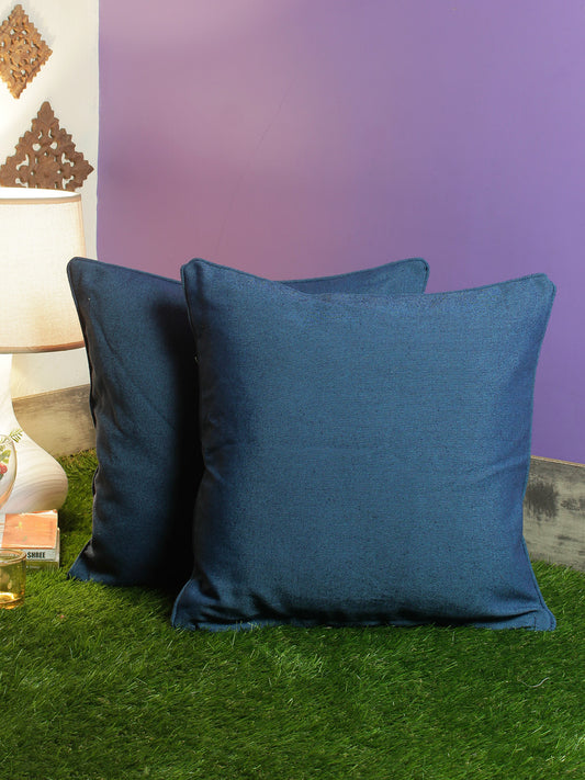 Cotton Solid Blue Color Cushion Cover, 2 pc Cushion Cover