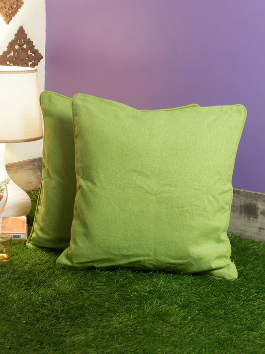 Cotton Solid Green Color Cushion Cover, 2 pc Cushion Cover