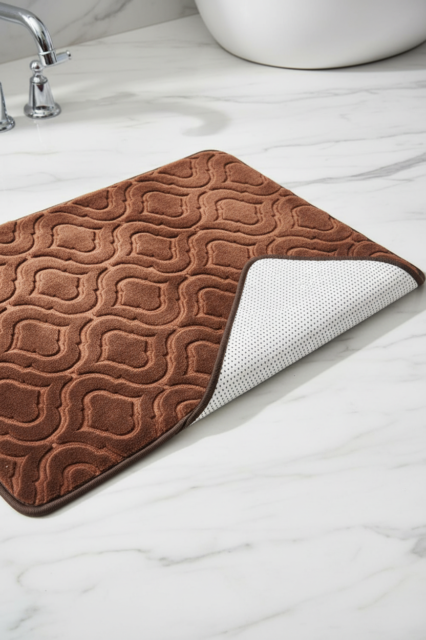 Folded Corner Chocolate Brown Bath Mat