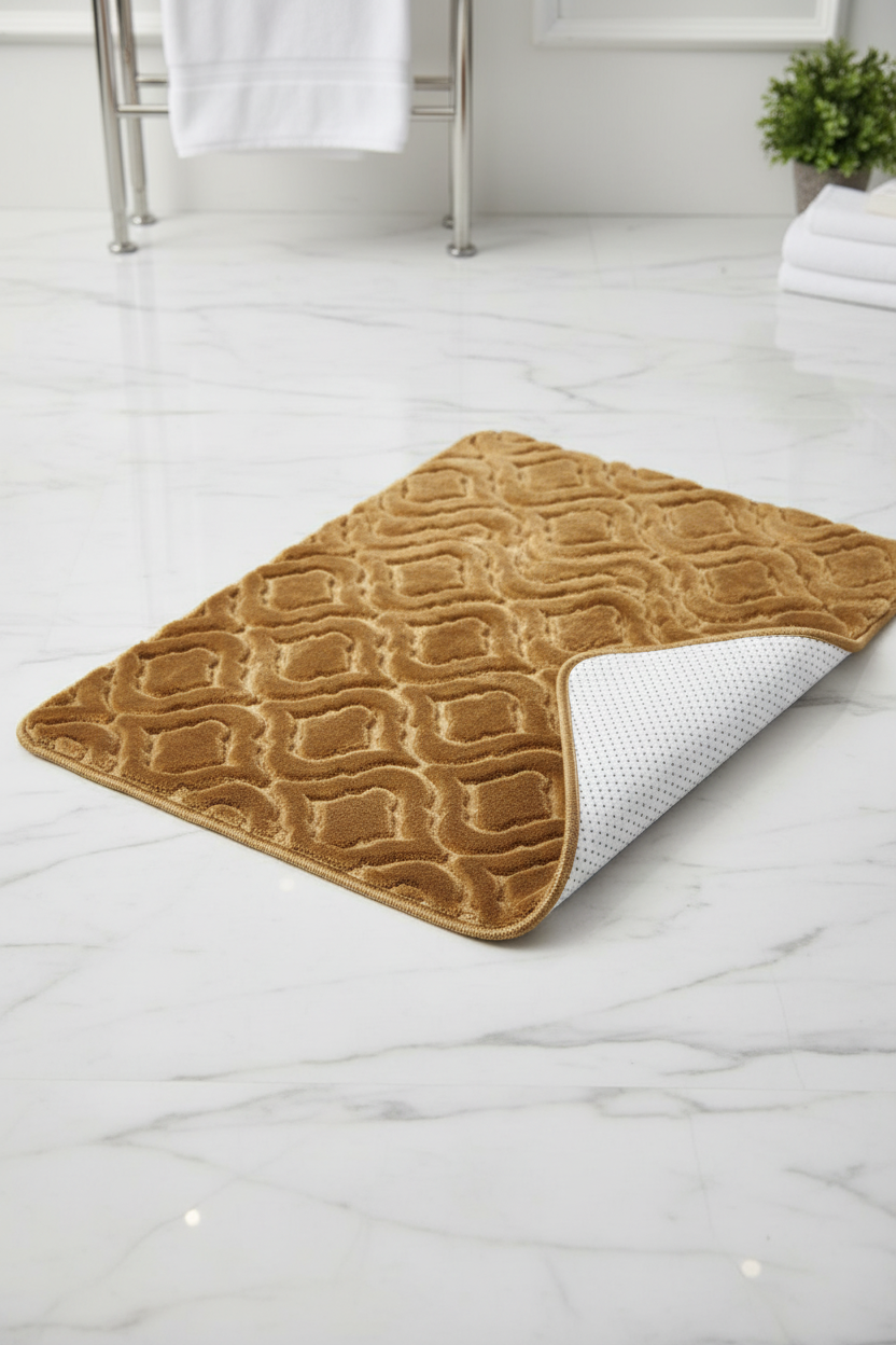 Folded Corner Golden Bath Mat