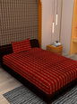 Set of 2 Solid Maroon Color Cotton Single Bedcover Set, 1 Single Bedcover, with 1 Pillow Cover