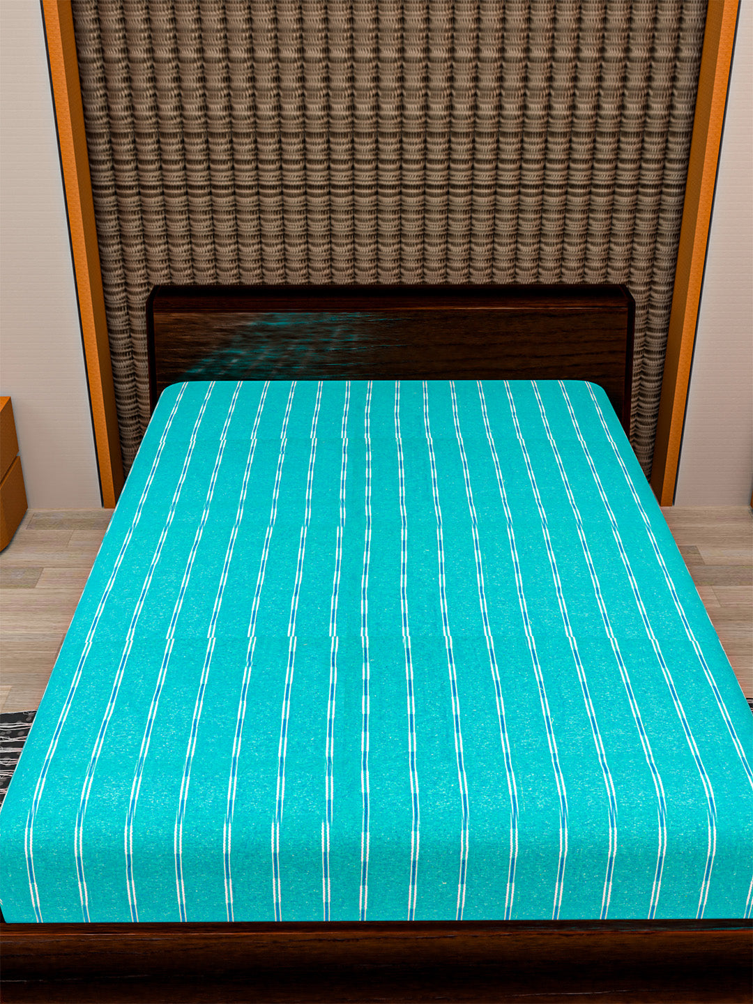 Set of 2 Solid Firozi Color Cotton Single Bedcover Set, 1 Single Bedcover, with 1 Pillow Cover