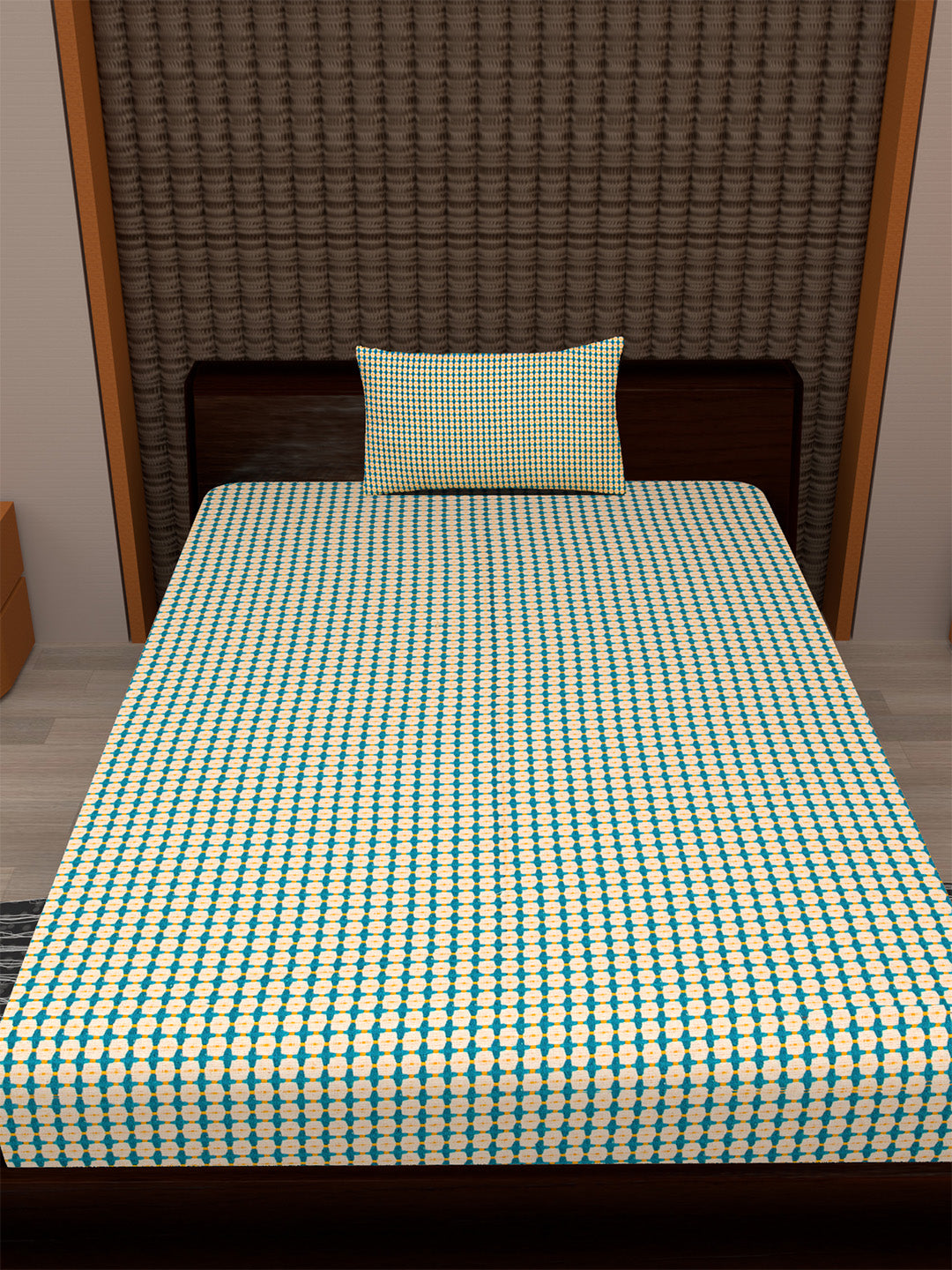 Set of 2 Dobby Design Green Color Cotton Single Bedcover Set, 1 Single Bedcover, with 1 Pillow Cover