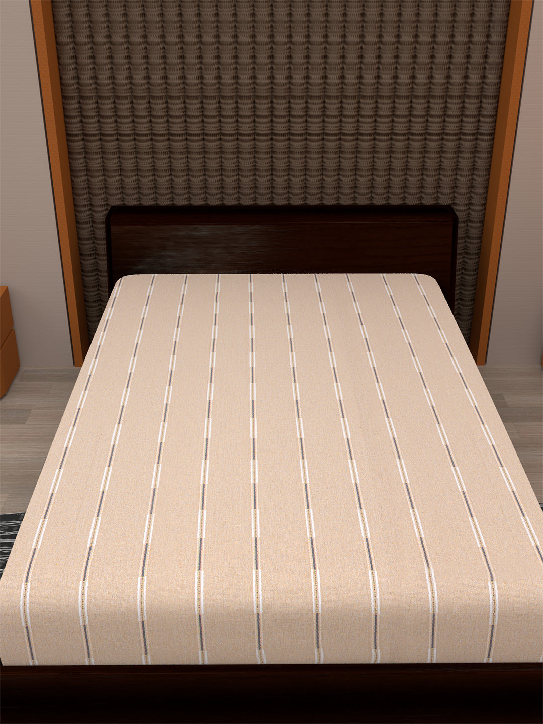 Set of 2 Solid Beige Color Cotton Single Bedcover Set, 1 Single Bedcover, with 1 Pillow Cover