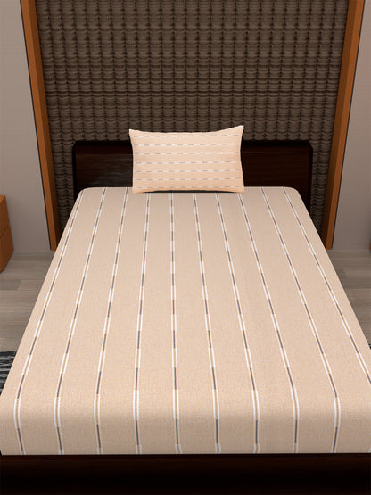 Set of 2 Solid Beige Color Cotton Single Bedcover Set, 1 Single Bedcover, with 1 Pillow Cover