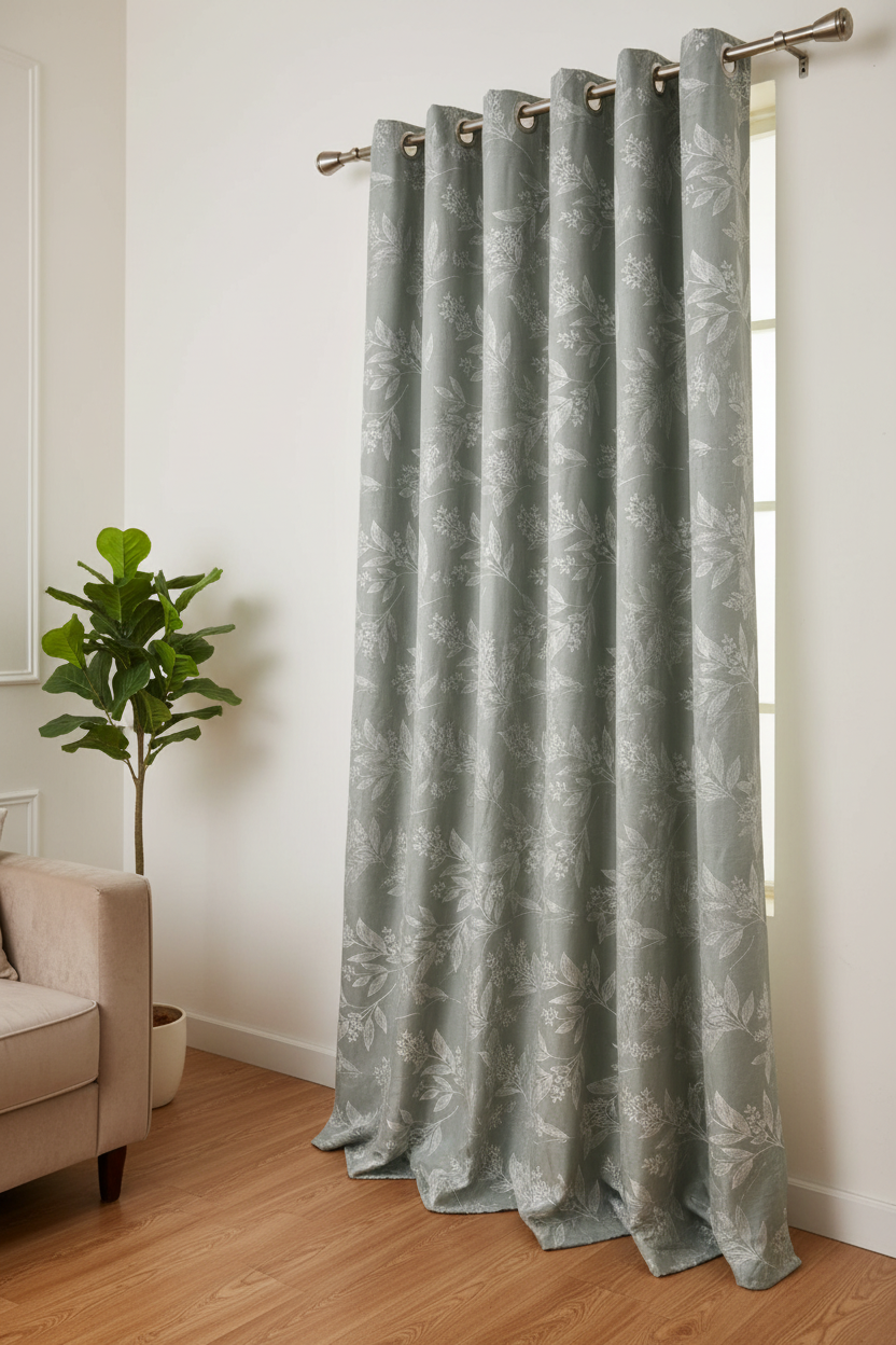 Sage Green Botanical Curtain — 45° Editorial