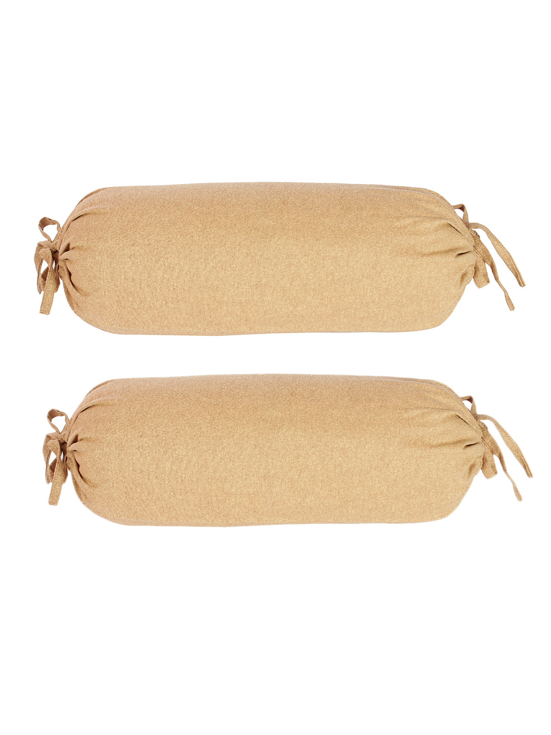 Cotton Plain Bolster Cover (Beige), Pack of 2