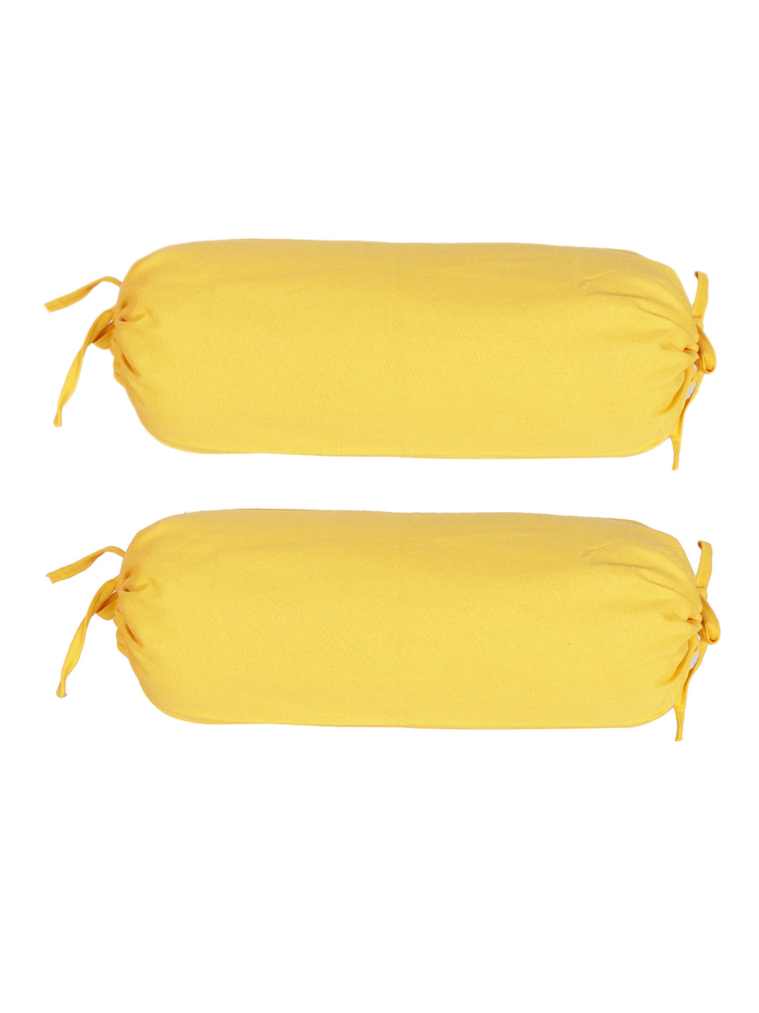 Cotton Plain Bolster Cover (Yellow), Pack of 2