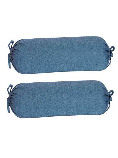 Plain Cotton Bolster Cover (Blue), Pack of 2