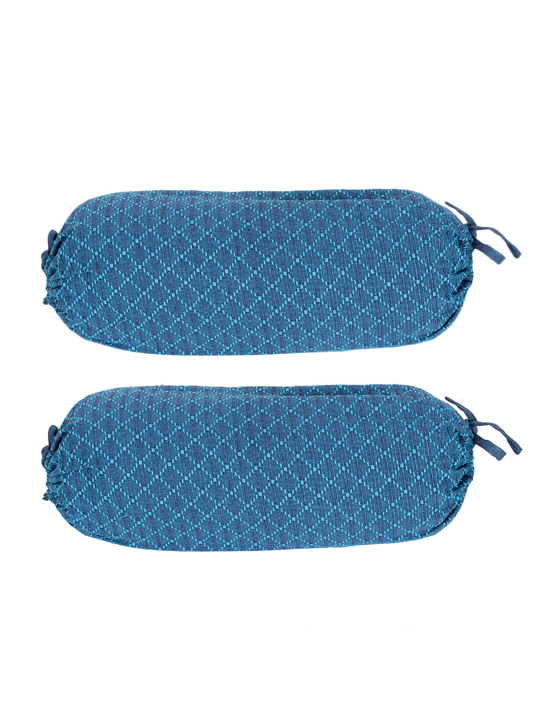 Cotton Dobby Design Bolster Cover (Blue), Pack of 2