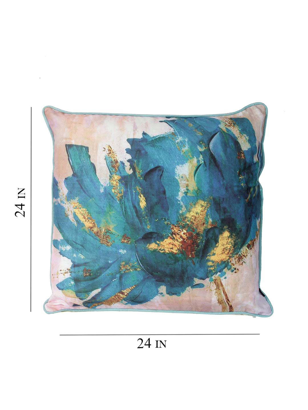 Soumya Set of 2 Digital Printed Polylinen Fabric Blue Color Abstract Cushion Cover Set, 2 pc Cushion Cover